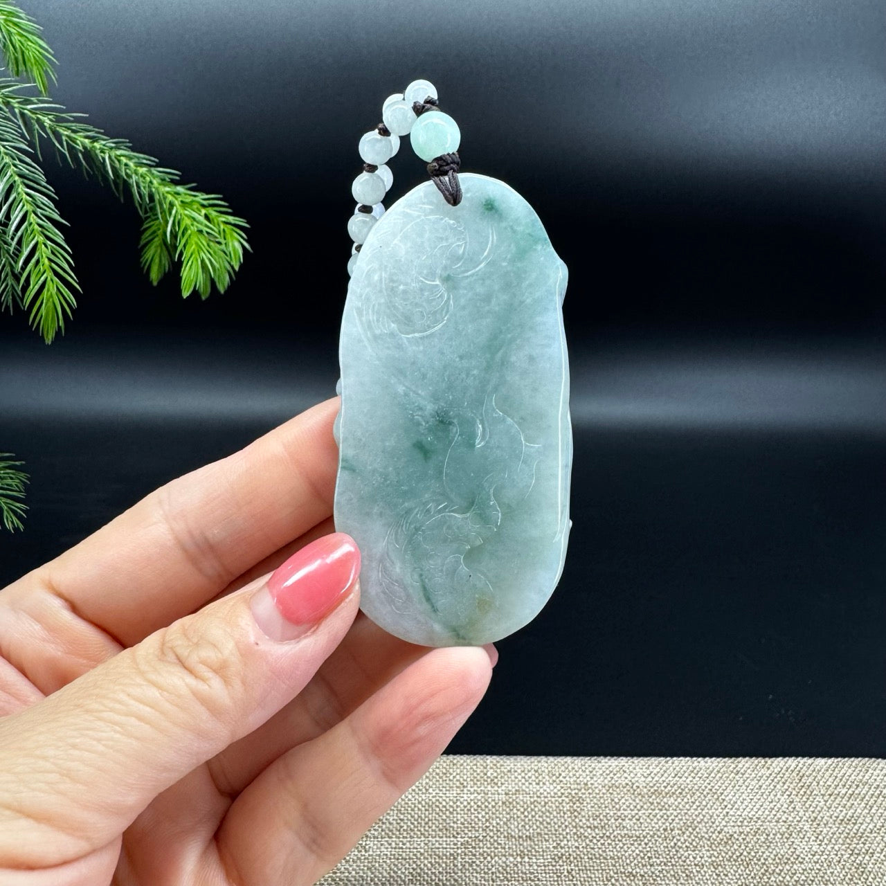 RealJade® Co.Natural Blue Green Jadeite Jade Dragon Pendant