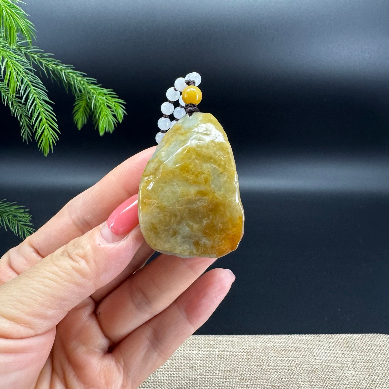 RealJade® Co.Natural Yellow Blue Green Jadeite Jade Dragon Pendant