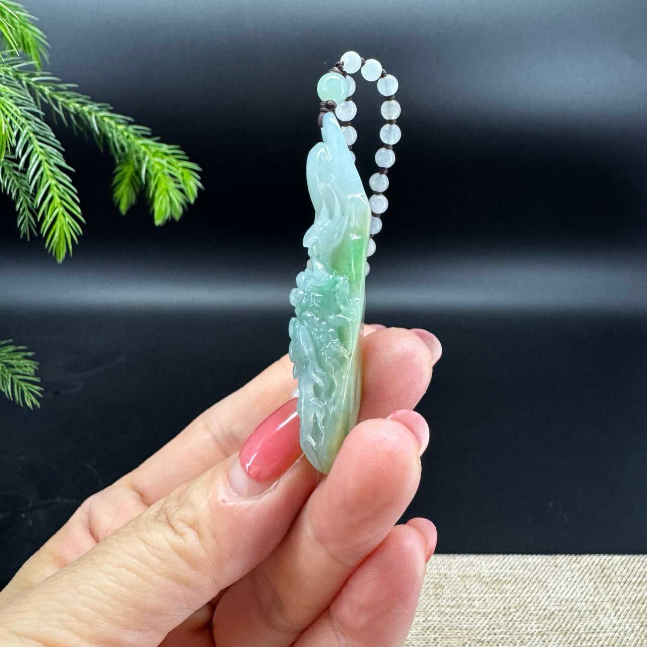 RealJade® Co.Natural Yellow Green Jadeite Jade Dragon Pendant
