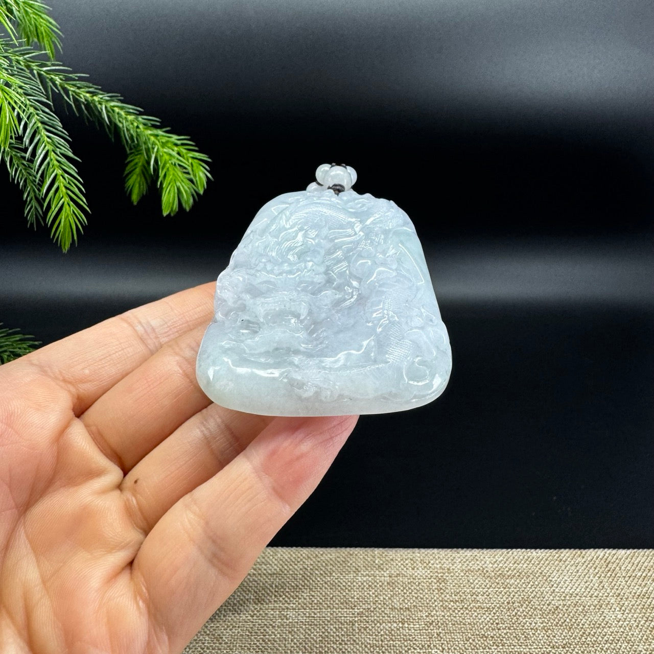 RealJade® Co. Natural Light Green Jadeite Jade Dragon Pendant