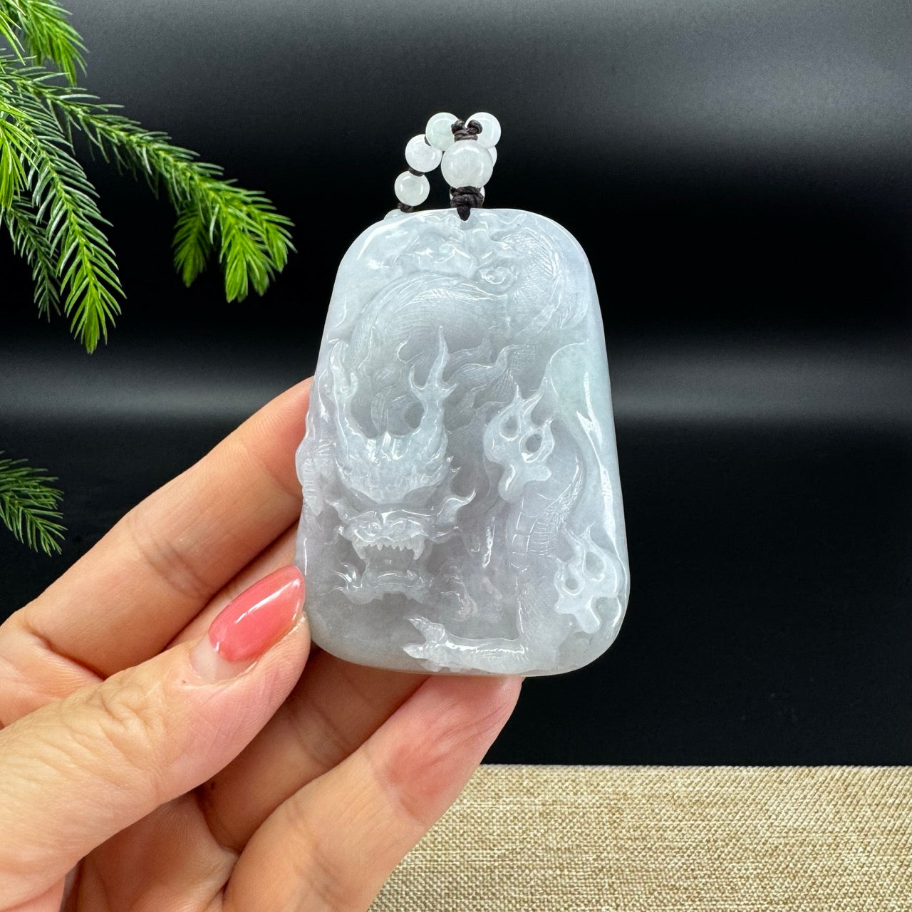 RealJade® Co. Natural Light Green Jadeite Jade Dragon Pendant