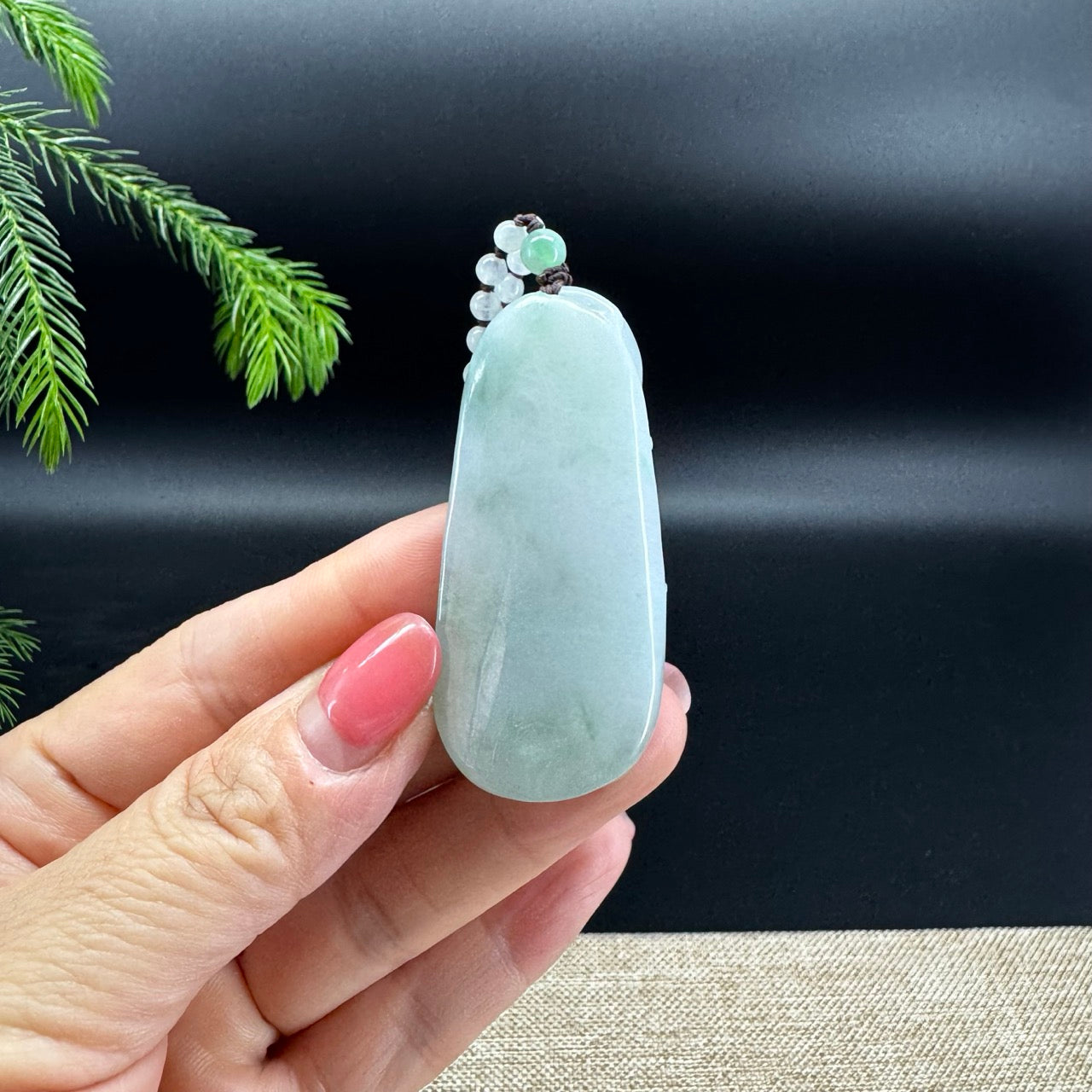 RealJade® Co.  Genuine Burmese Jadeite Jade  Fish and Lotus Pendant Necklace