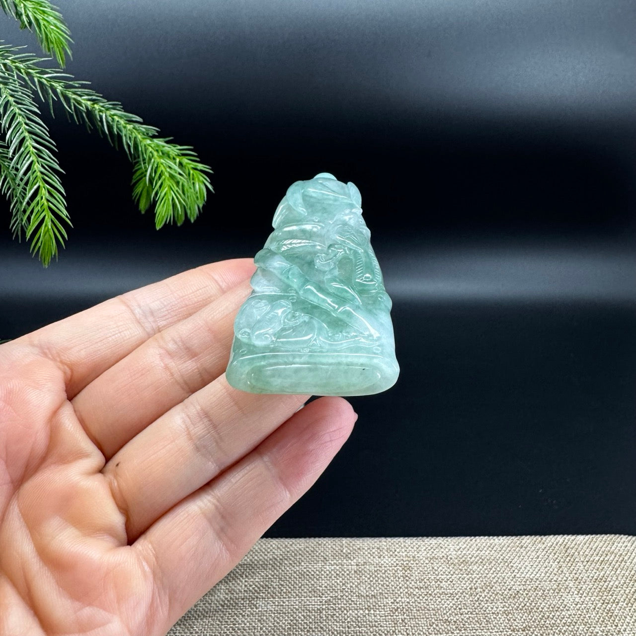 RealJade® Co.Natural Blue Green Jadeite Jade Bamboo Pendant