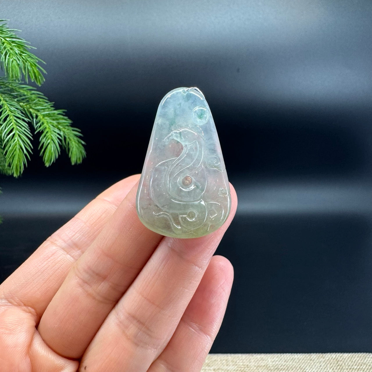 RealJade® Co.Natural Icy Green Jadeite Jade Snake Necklace