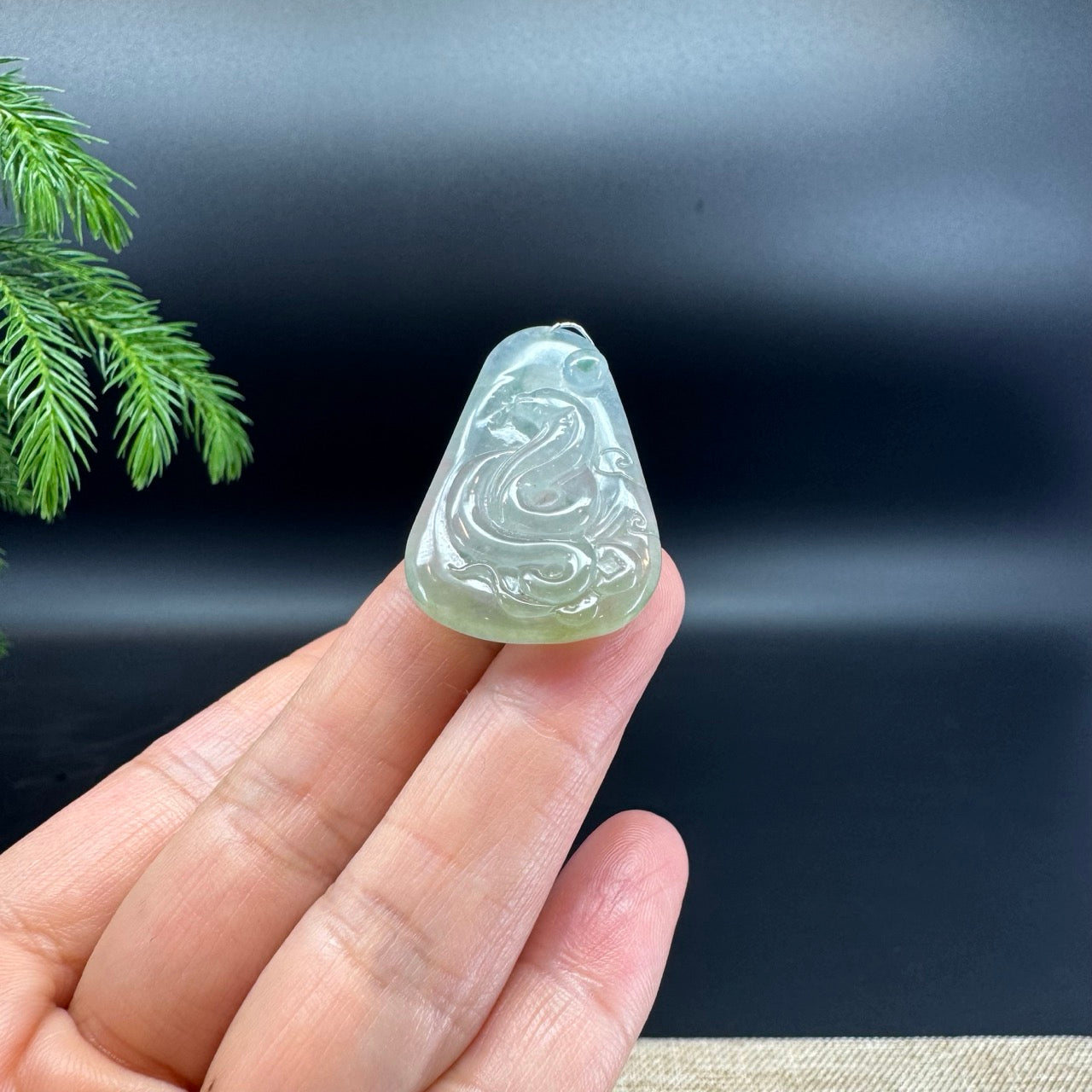 RealJade® Co.Natural Icy Green Jadeite Jade Snake Necklace
