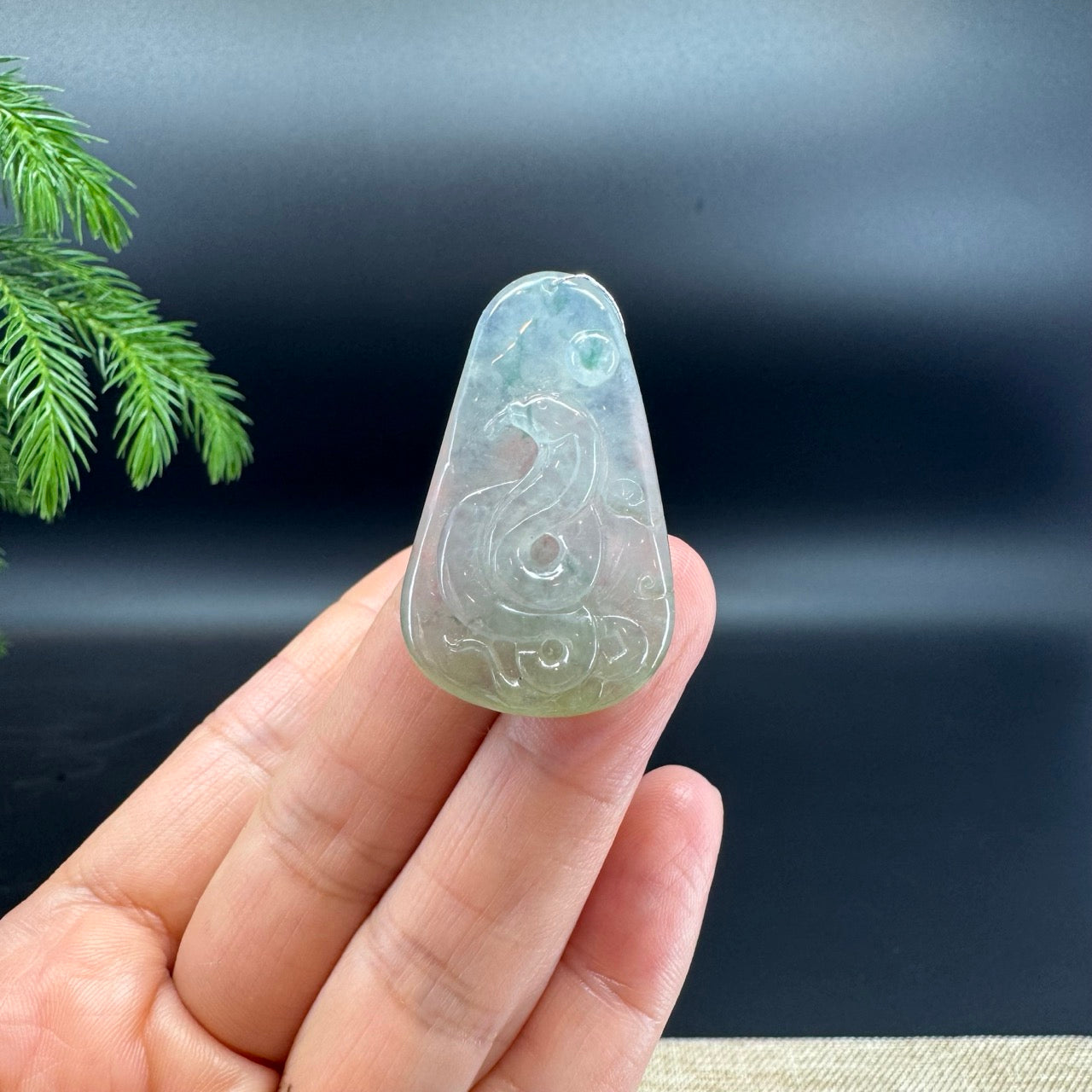 RealJade® Co.Natural Icy Green Jadeite Jade Snake Necklace