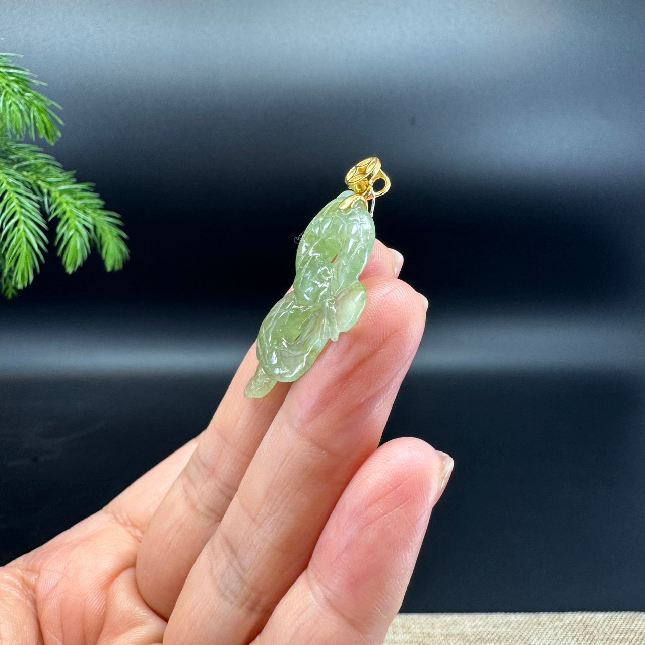 RealJade® co. 18k Yellow Gold Natural Green Jadeite Jade Snake Pendant Necklace
