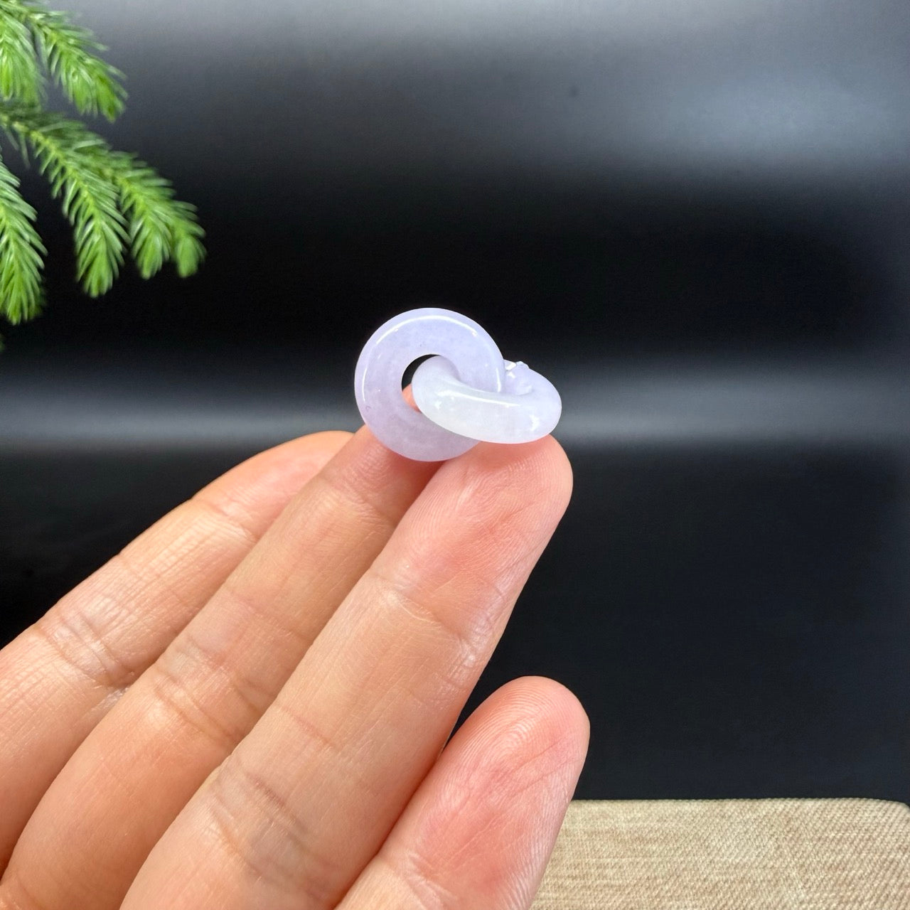 "Good Luck Button" Lavender Jadeite Jade Lucky Double KouKou Pendant Necklace