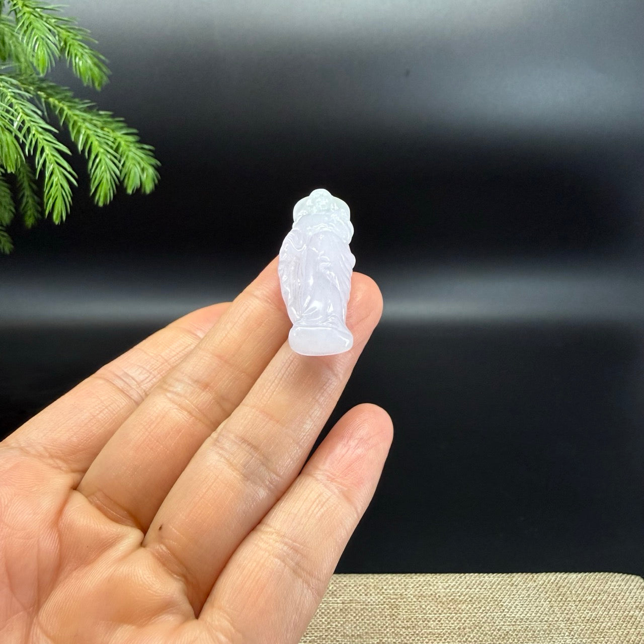 RealJade® Co.Natural Iight Lavender Jadeite Jade Mother Mary Necklace