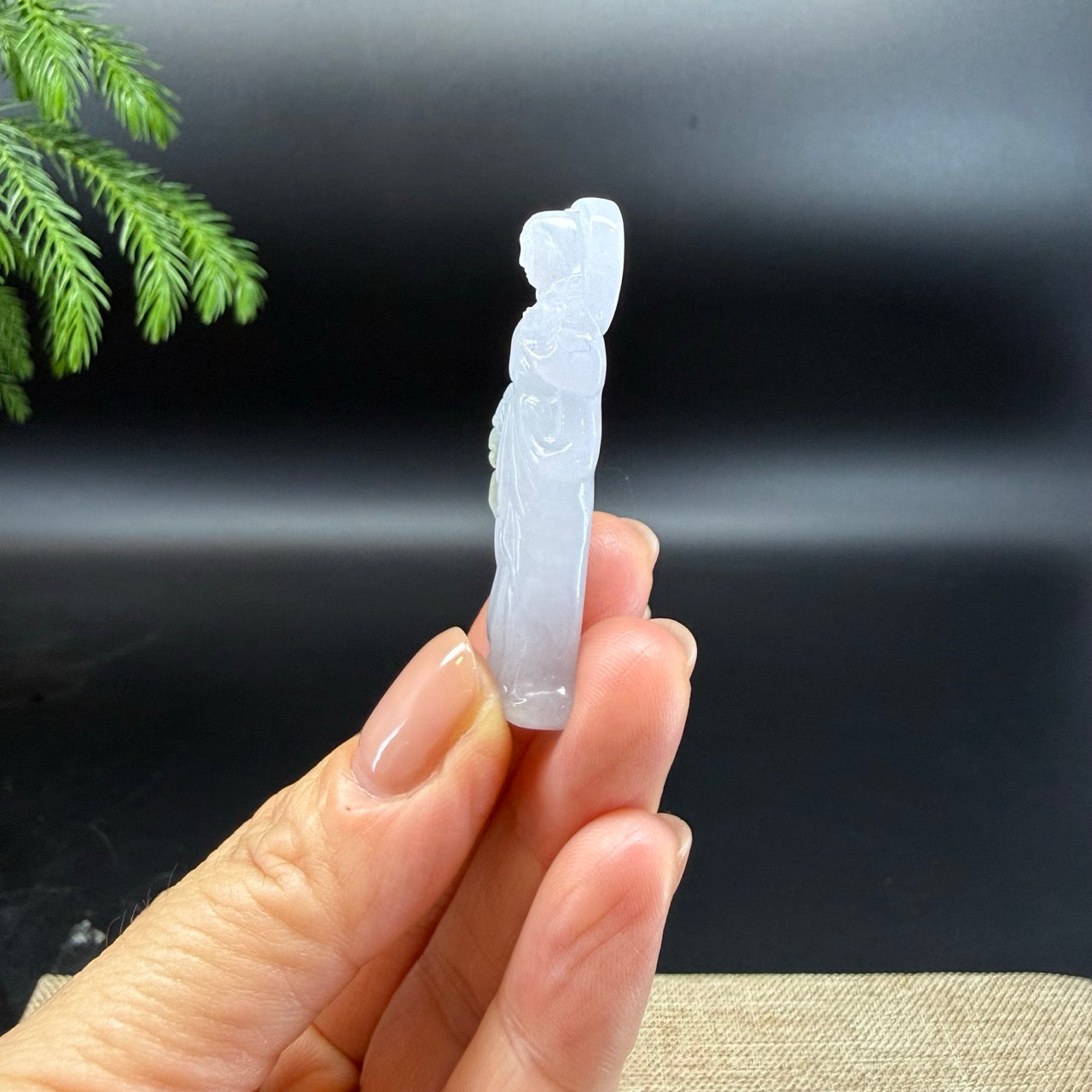 RealJade® Co.Natural Iight Lavender Jadeite Jade Mother Mary Pendant Necklace