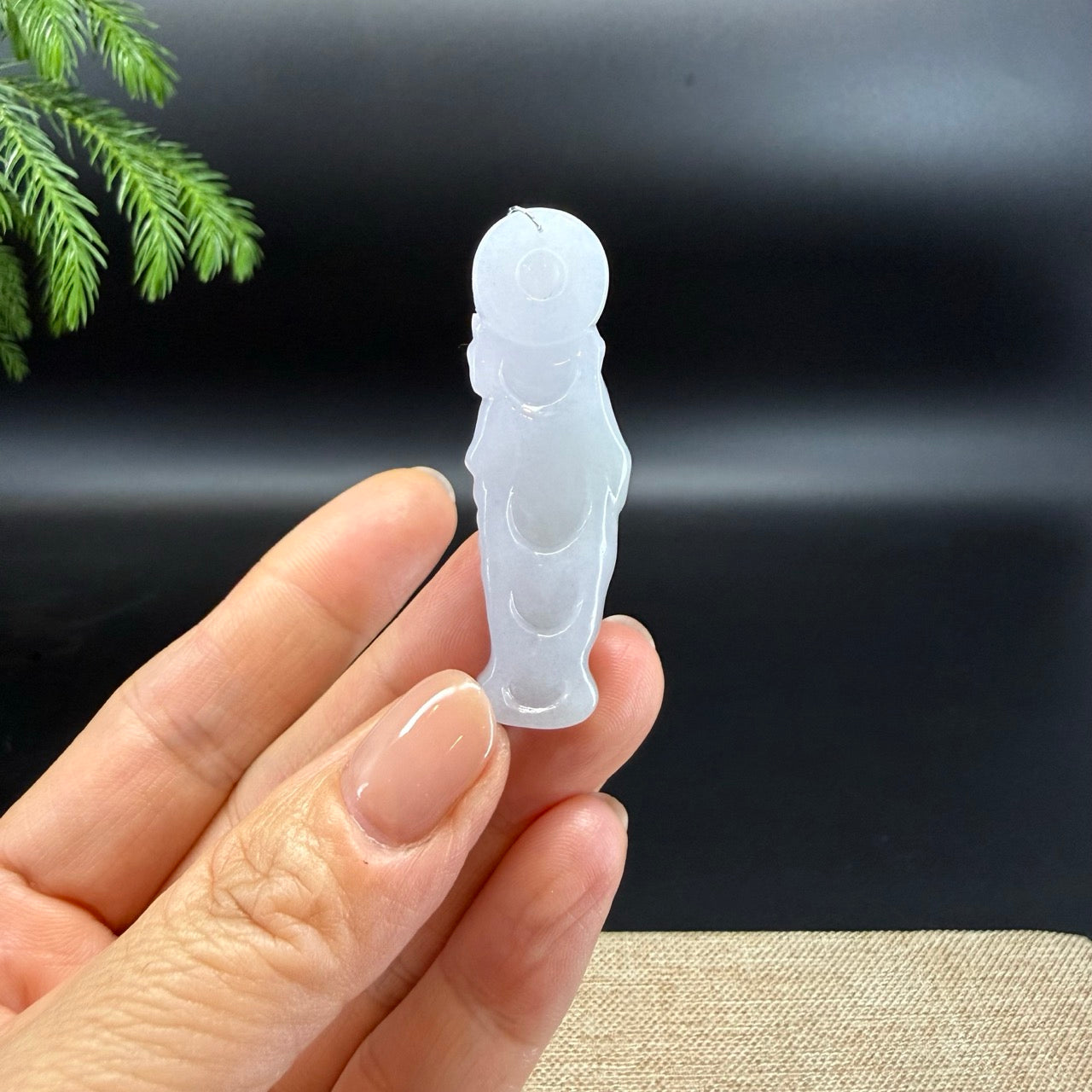 RealJade® Co.Natural Iight Lavender Jadeite Jade Mother Mary Pendant Necklace