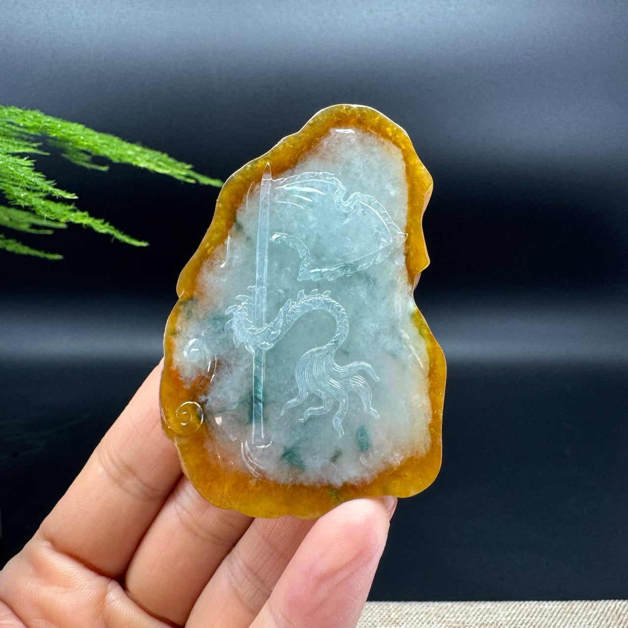 RealJade® Co. Genuine Yellow Green Jadeite Jade Guan Gong Pendant Necklace