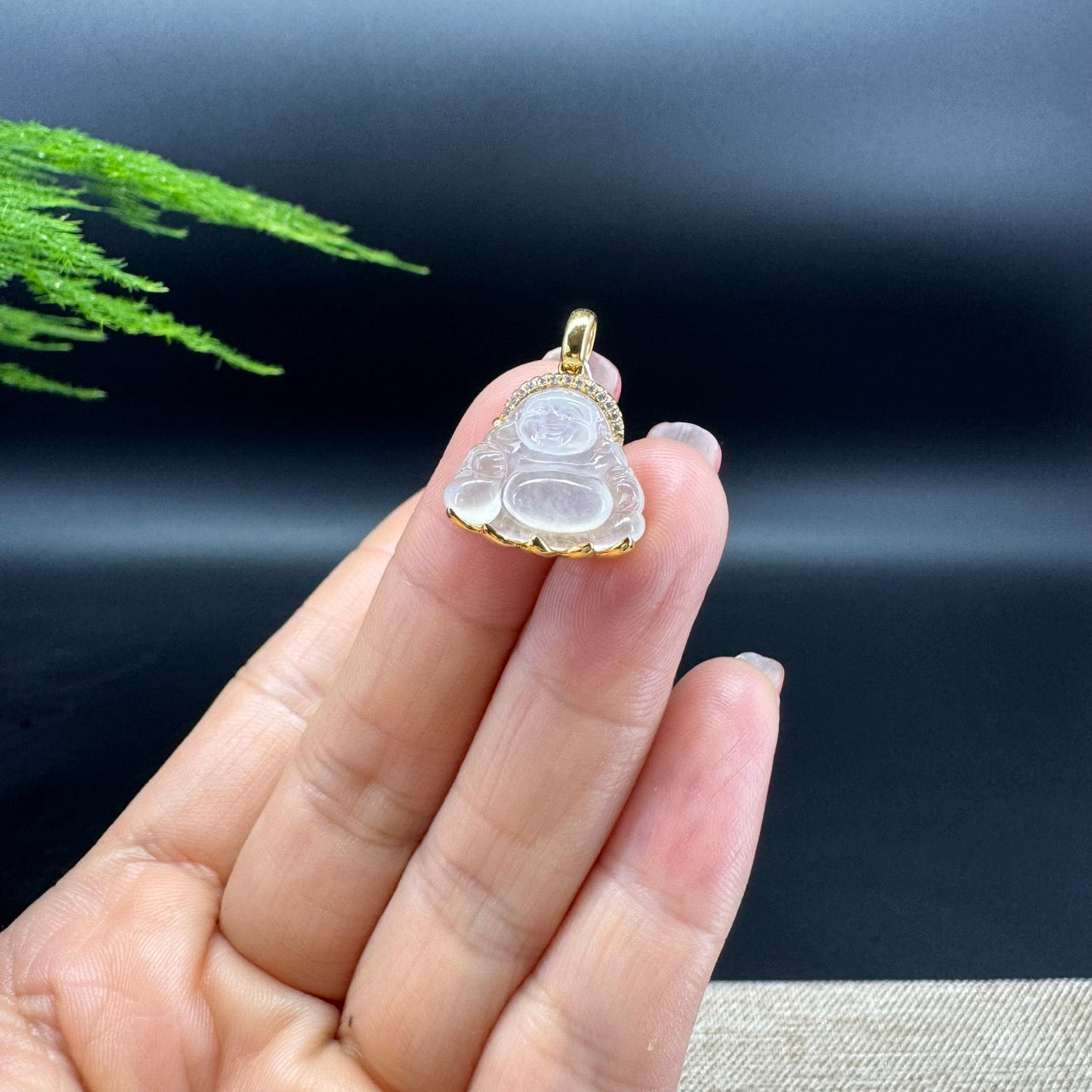 RealJade® 18K Yellow Gold Genuine Burmese Ice Jadeite Jade Buddha Pendant