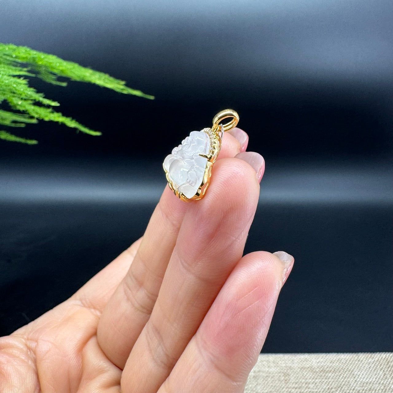 RealJade® 18K Yellow Gold Genuine Burmese Ice Jadeite Jade Buddha Pendant