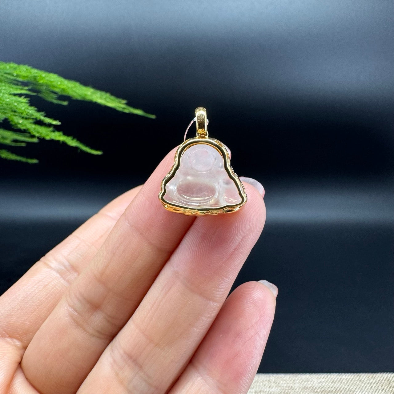 RealJade® 18K Yellow Gold Genuine Burmese Ice Jadeite Jade Buddha Pendant