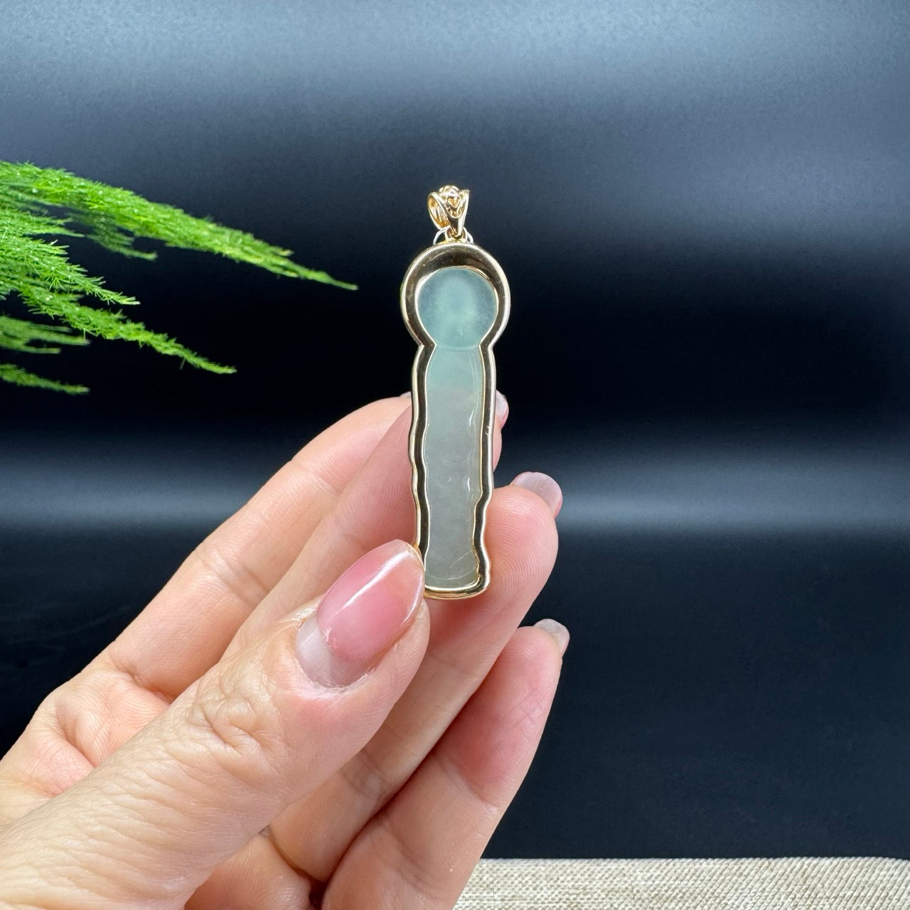 RealJade® 18K Yellow Gold Genuine Icy Green Jadeite Jade Mother Mary Pendant Necklace