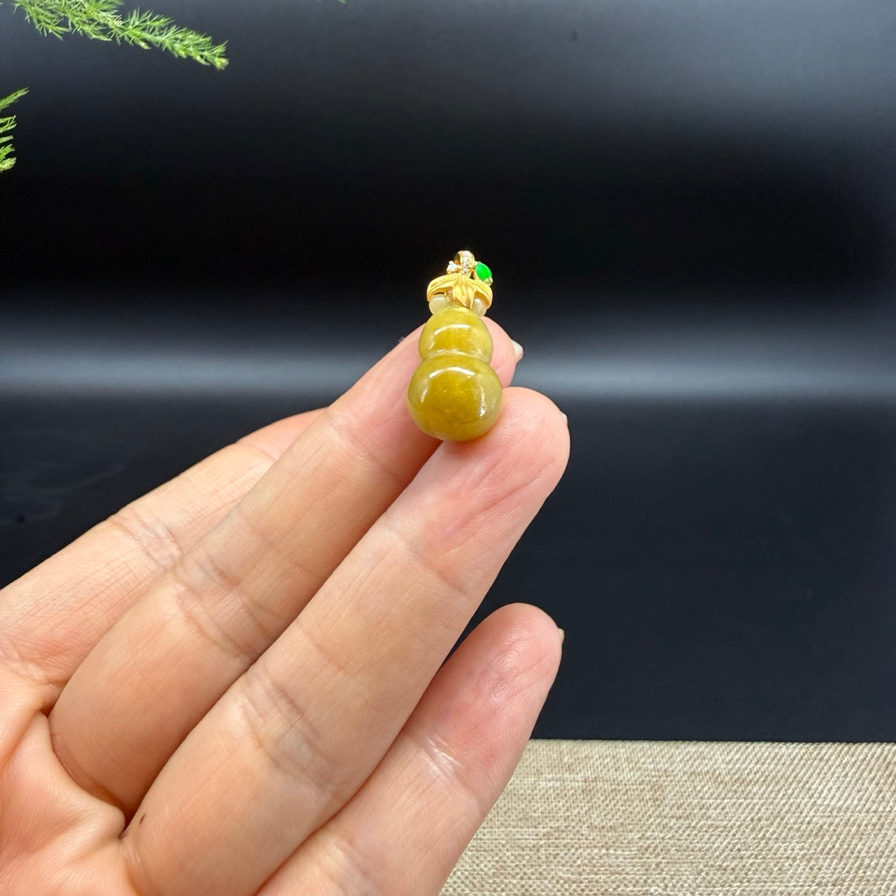 RealJade® Co. Genuine Honey Yellow Jadeite Jade Mini Hulu (Bottle Gourd) Necklace