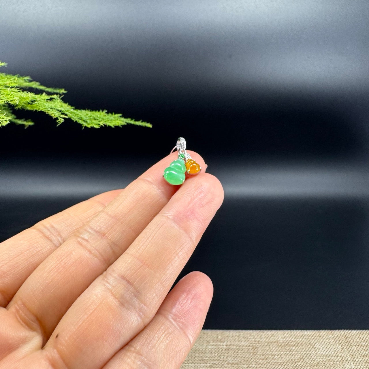 RealJade® Co. Genuine Yellow & Green Jadeite Jade Mini Hulu Bottle Gourd Necklace