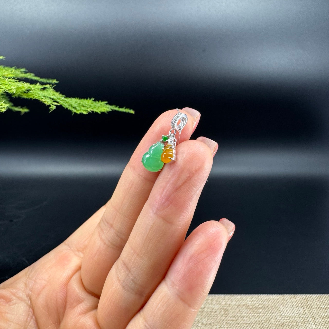 RealJade® Co. Genuine Yellow & Green Jadeite Jade Mini Hulu Bottle Gourd Necklace