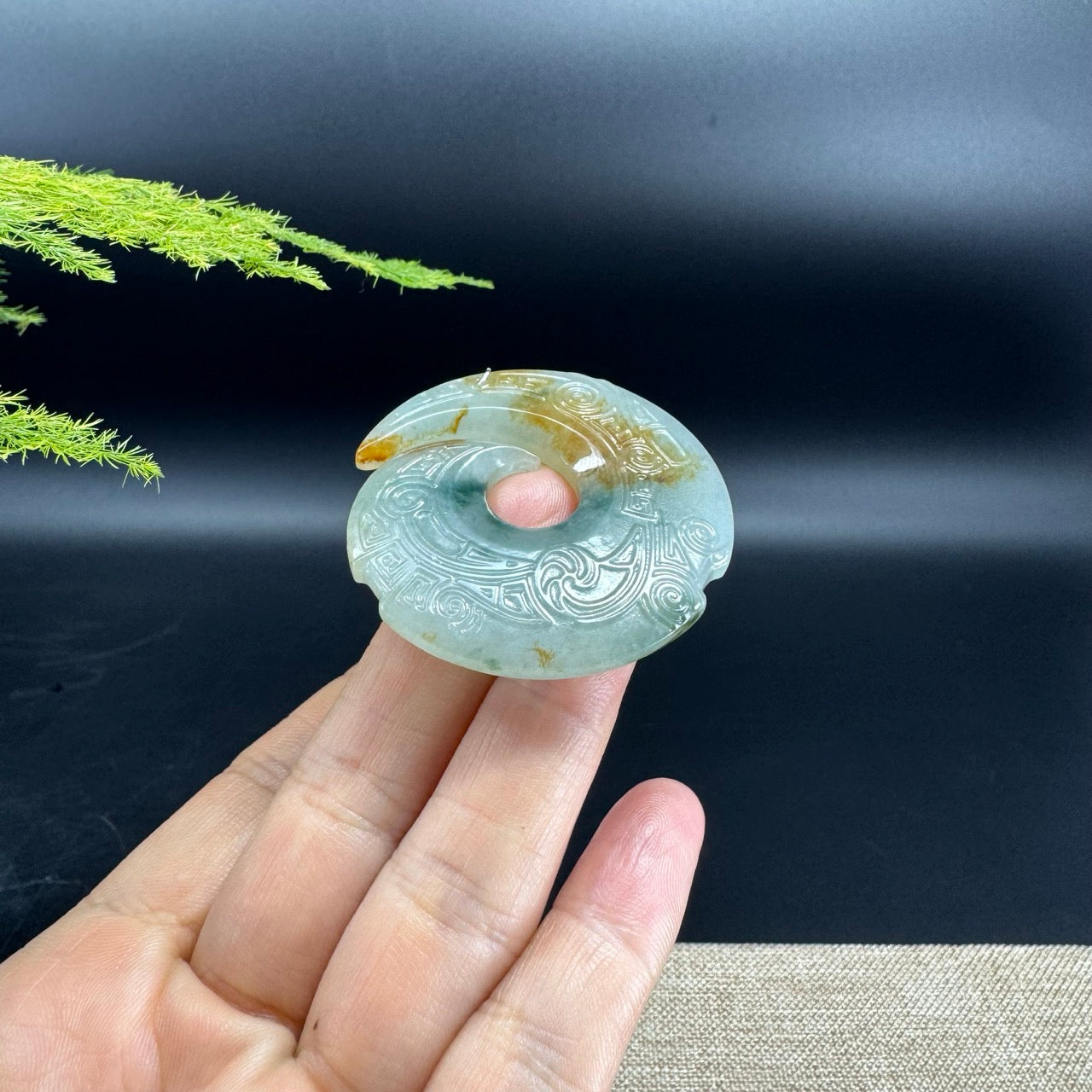 RealJade® Co. Genuine Blue Green Fortune Turns Jadeite Jade Pendant Necklace