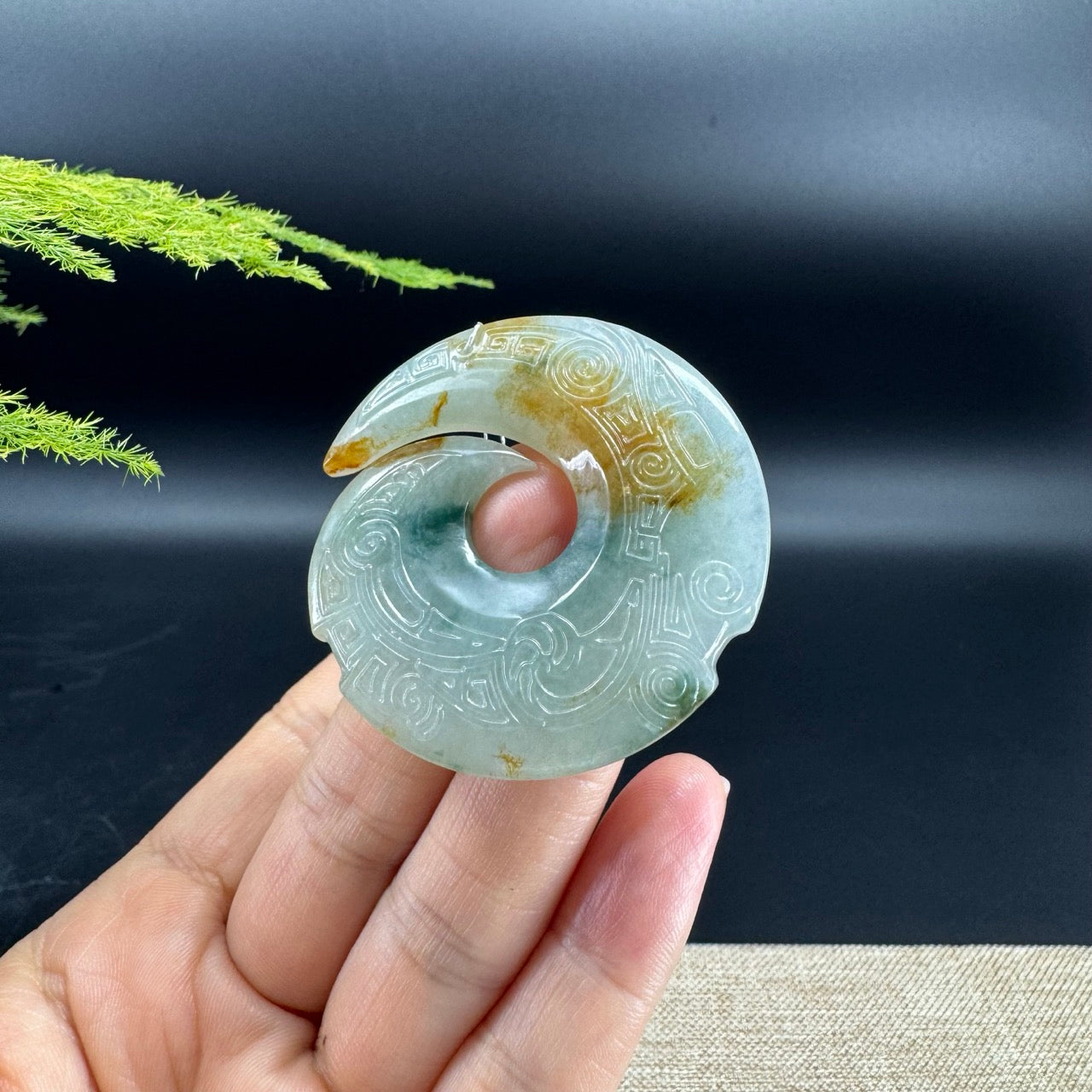 RealJade® Co. Genuine Blue Green Fortune Turns Jadeite Jade Pendant Necklace