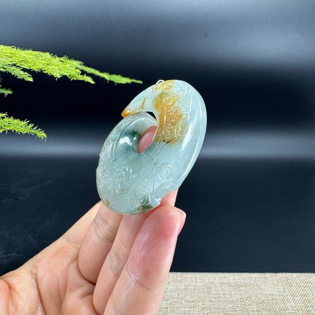 RealJade® Co. Genuine Blue Green Fortune Turns Jadeite Jade Pendant Necklace