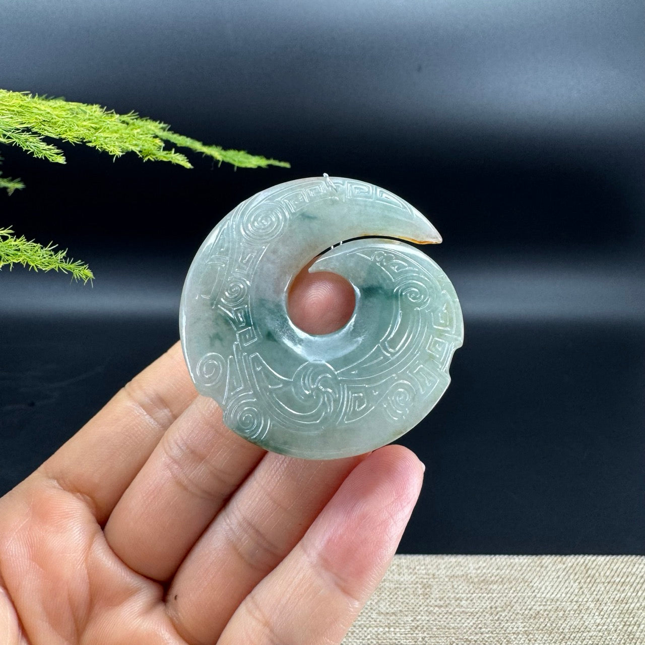 RealJade® Co. Genuine Blue Green Fortune Turns Jadeite Jade Pendant Necklace