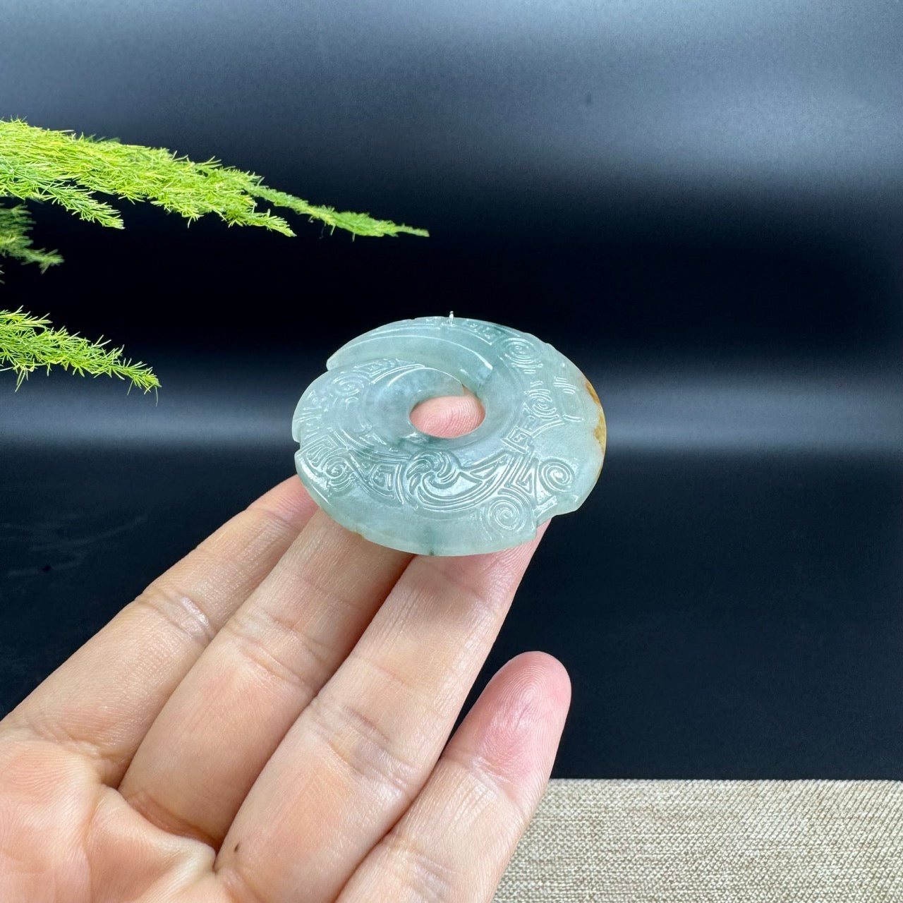 RealJade® Co. Genuine Blue Green Jadeite Jade Fortune Turns Pendant Necklace