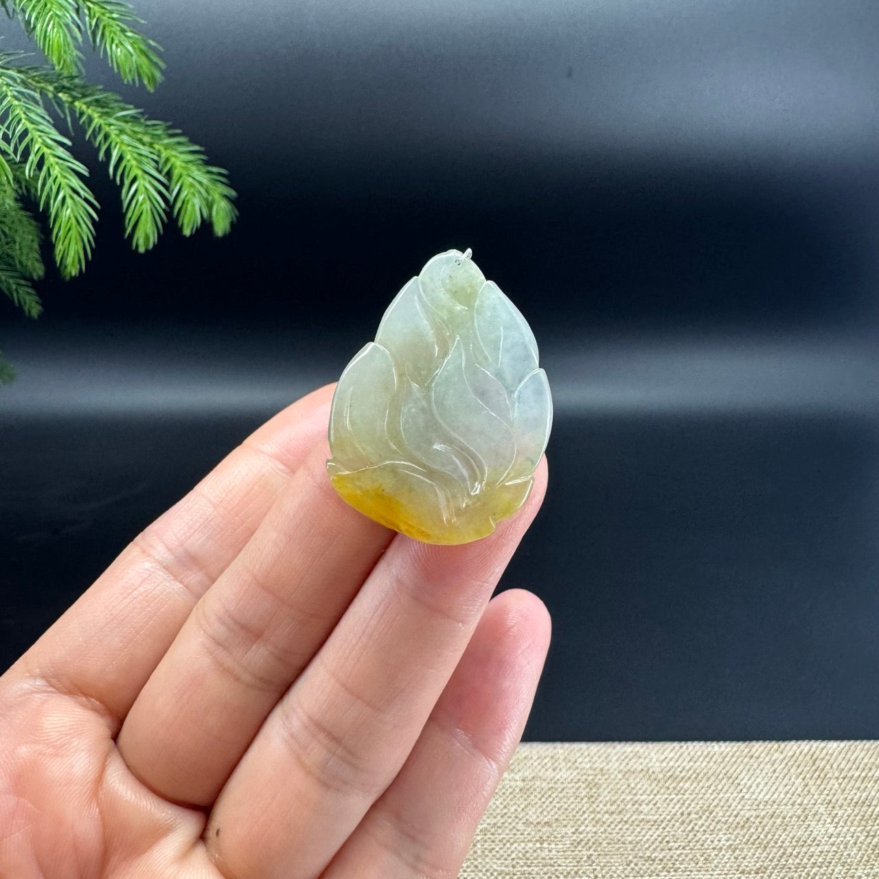 RealJade® Co.Natural Yellow & Green Jadeite Jade Nine-Tailed Fox Necklace