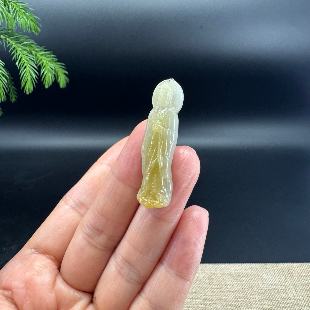 RealJade® Natural Genuine Icy Yellow Jadeite Jade Guanyin Pendant Necklace