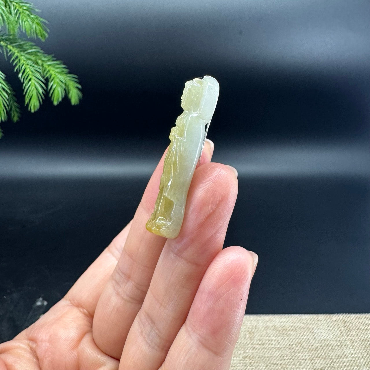 RealJade® Natural Genuine Icy Yellow Jadeite Jade Guanyin Pendant Necklace