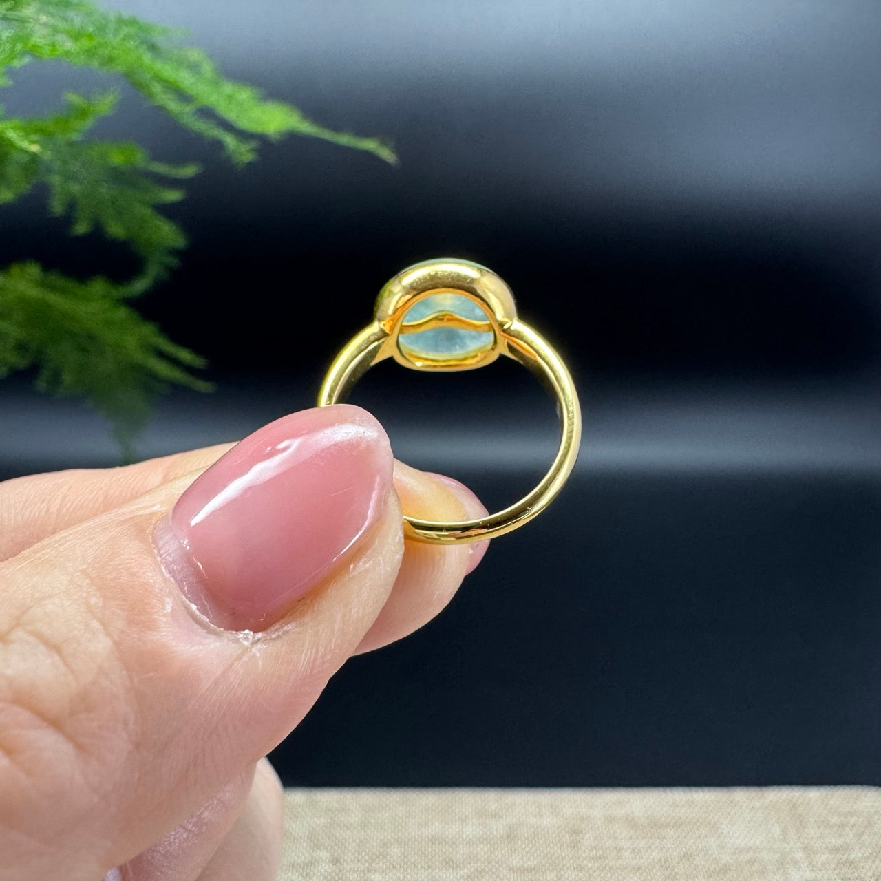 RealJade®  18K Yellow Gold Icy Apple Green Jadeite Jade lucky koukou Ring