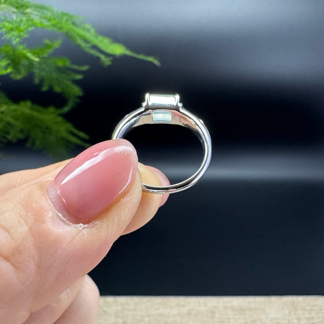 RealJade® 18K White Gold Icy Jadeite Jade Diamonds Classic Ring