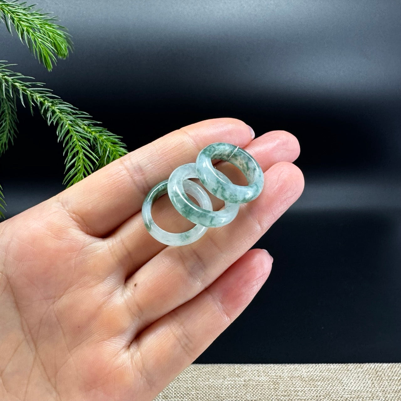 RealJade® Burmese Icy Blue Flower Traditional Jadeite Jade Ring