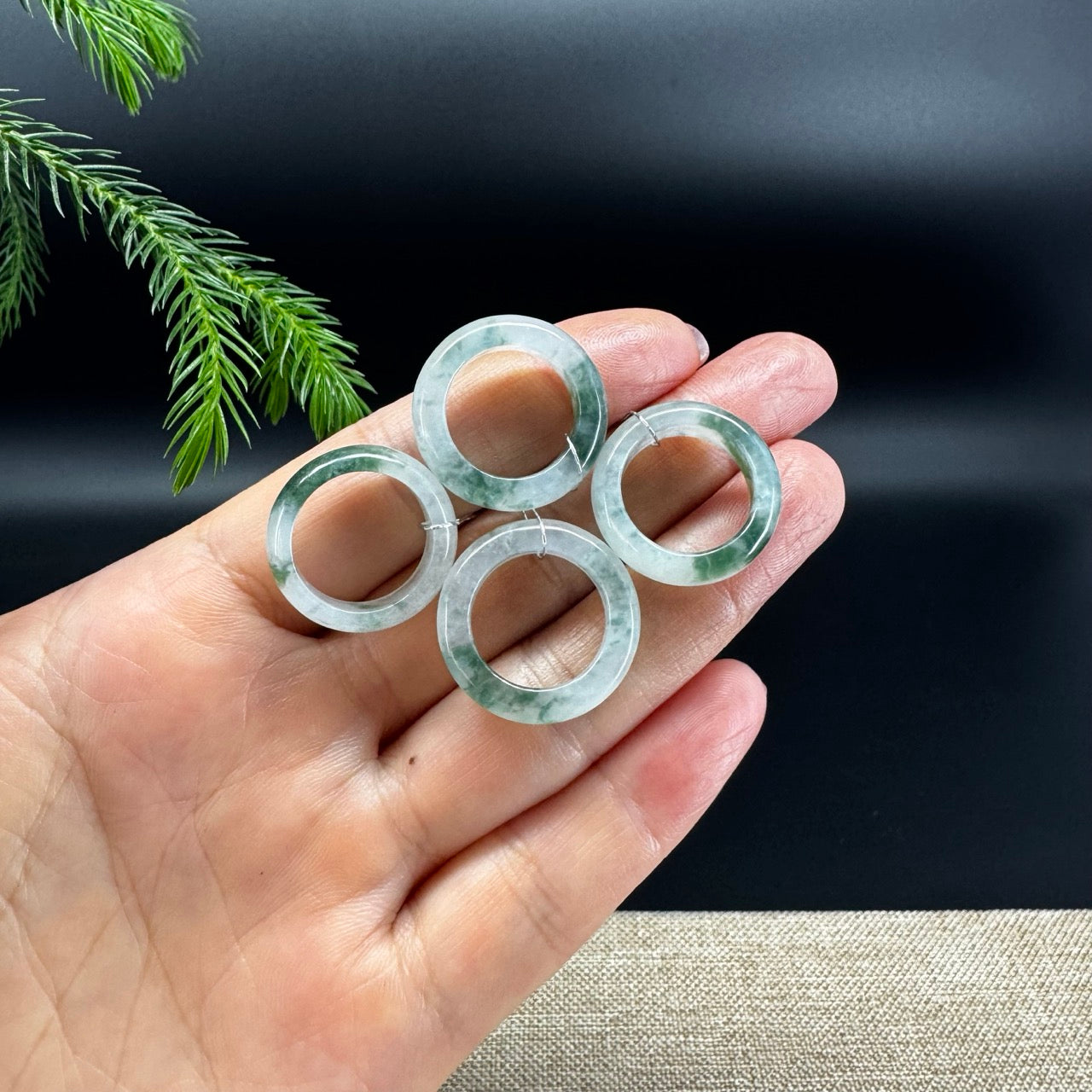 RealJade® Burmese Icy Blue Flower Traditional Jadeite Jade Ring