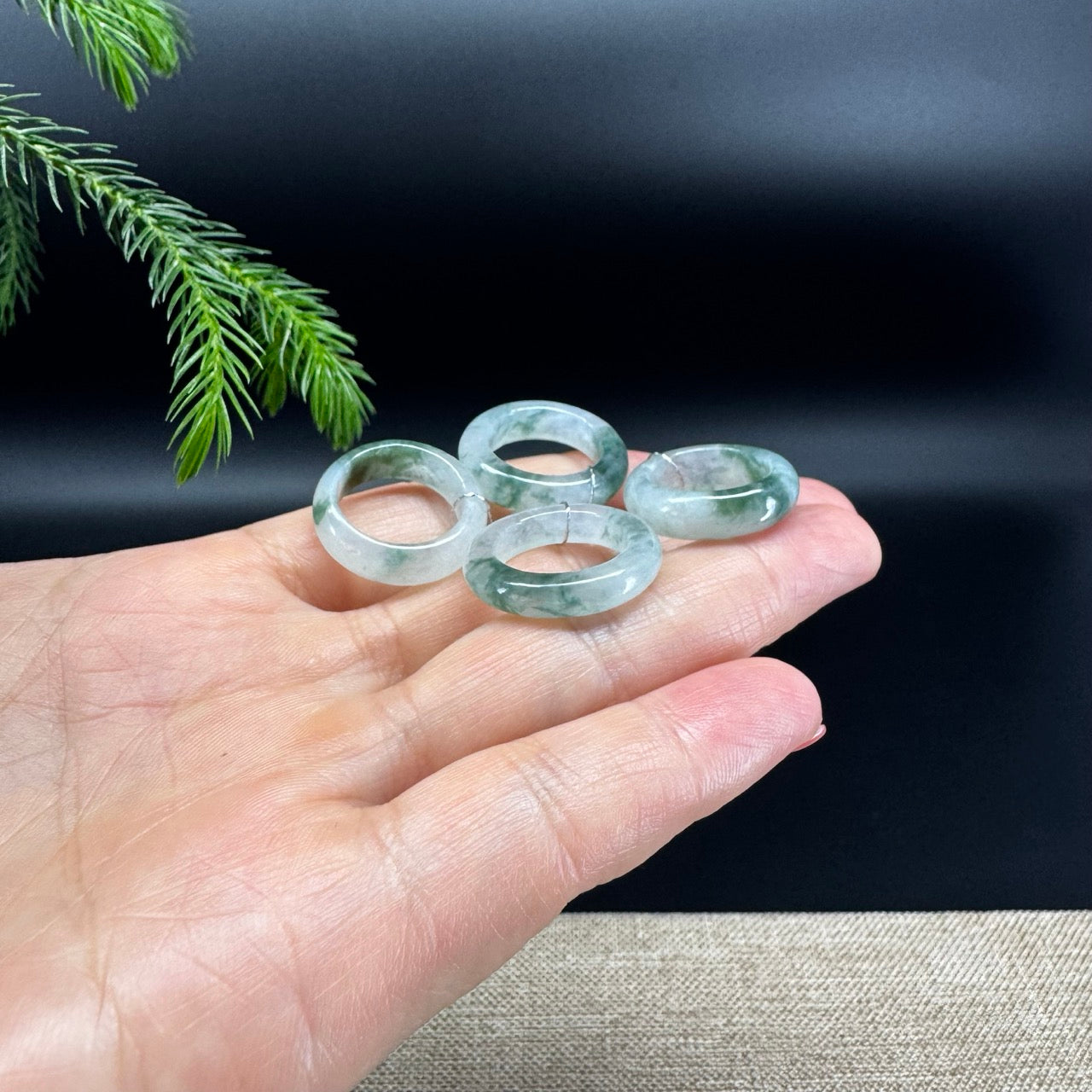RealJade® Burmese Icy Blue Flower Traditional Jadeite Jade Ring