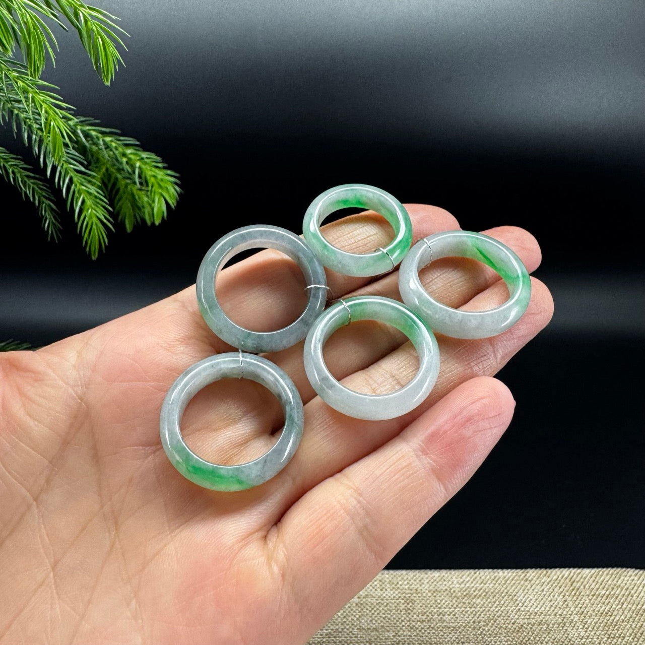 RealJade® Burmese Smoky Wuji & Green Traditional Jadeite Jade Ring