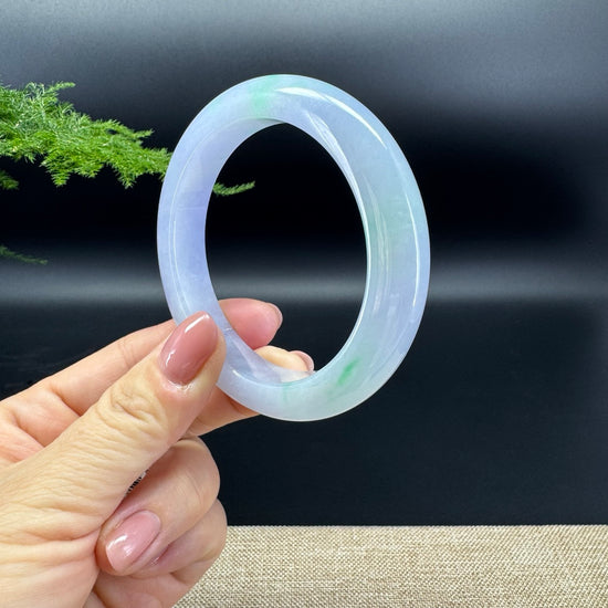 Genuine Burmese lavender Green Jadeite Jade Bangle Bracelet ( 58.3mm)