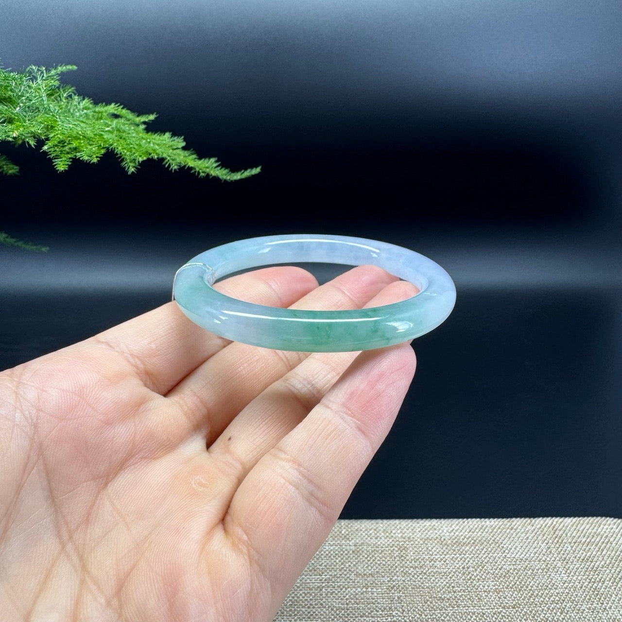 Genuine Burmese Icy Green Jade Jadeite Bangle Bracelet (51.2mm)