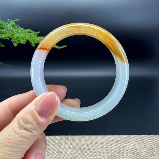 Genuine Burmese Yellow Jadeite Jade Bangle Bracelet ( 56.7mm)