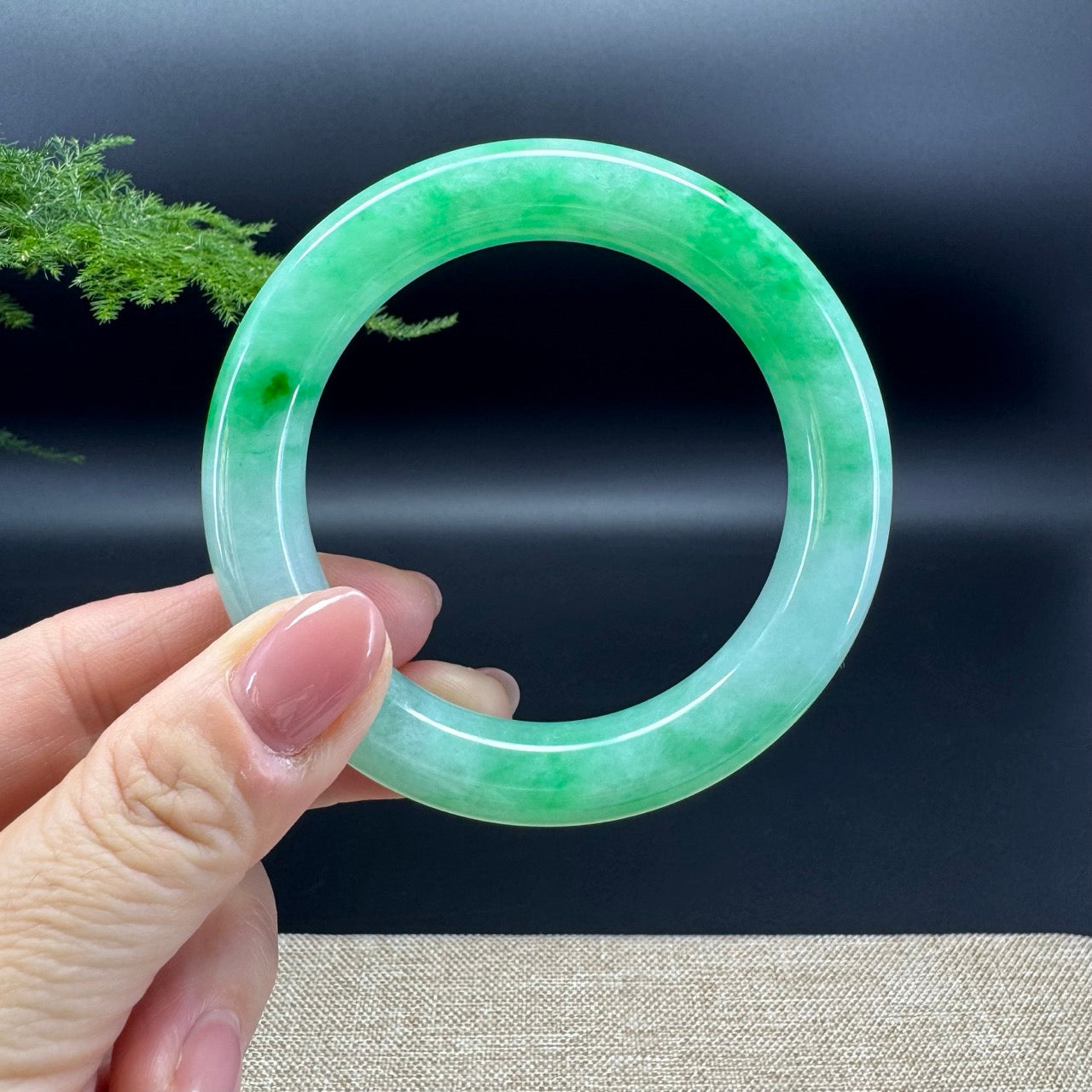 Genuine Burmese Green Jade Jadeite Bangle Bracelet (55.3mm)