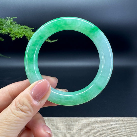 Genuine Burmese Green Jade Jadeite Bangle Bracelet (55.3mm)