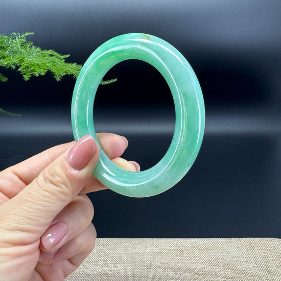 Genuine Burmese Spicy Green Jade Jadeite Bangle Bracelet (53.6mm)