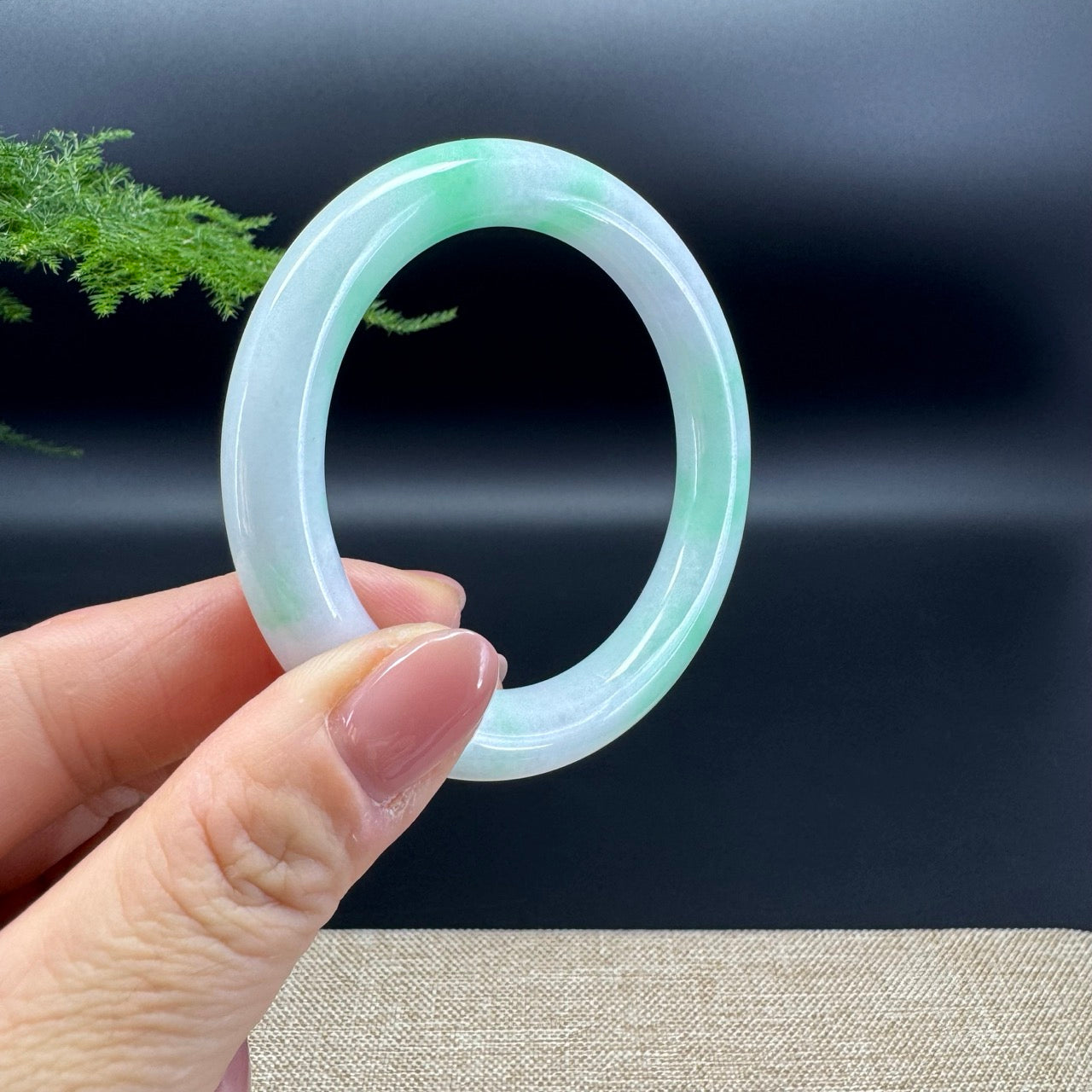 Genuine Burmese Lavender Green Jade Jadeite Bangle Bracelet (53.5mm)