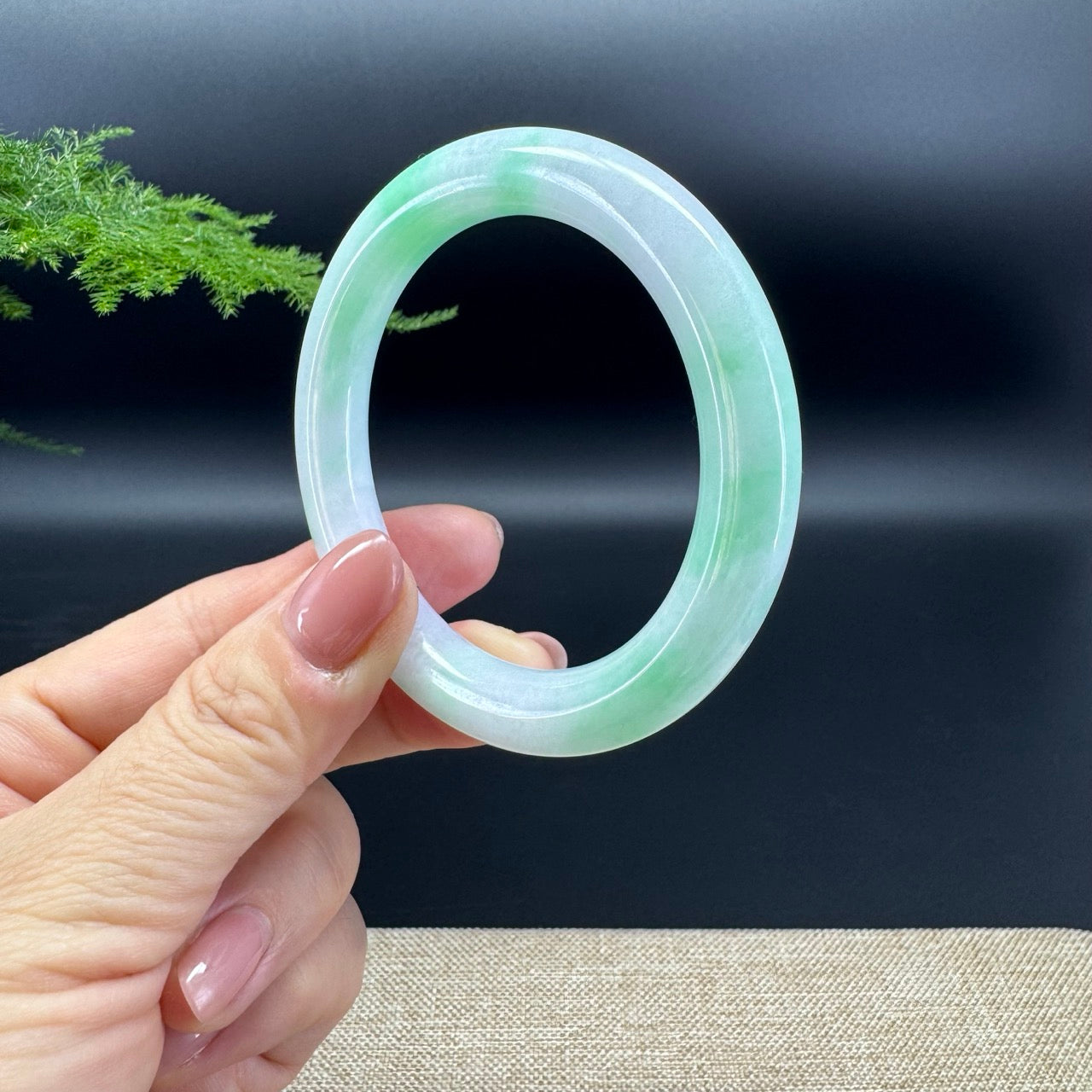 Genuine Burmese Lavender Green Jade Jadeite Bangle Bracelet (53.5mm)