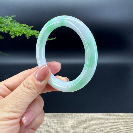 Genuine Burmese Lavender Green Jade Jadeite Bangle Bracelet (53.5mm)