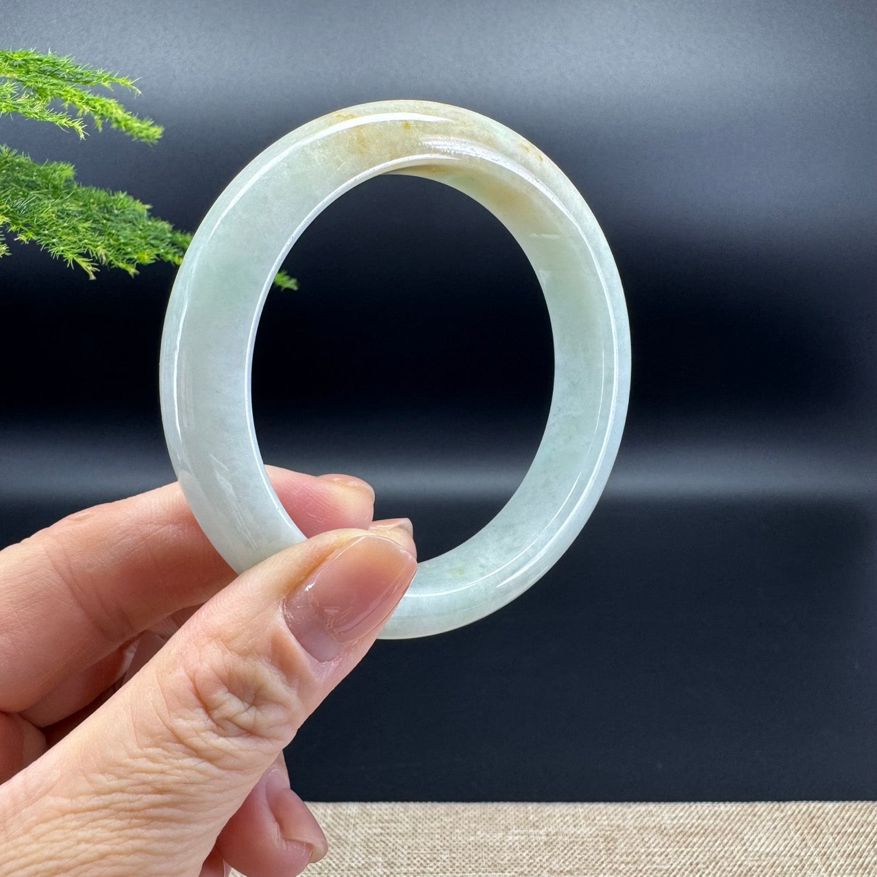 Genuine Burmese Yellow Green Jade Jadeite Bangle Bracelet ( 59.2mm )