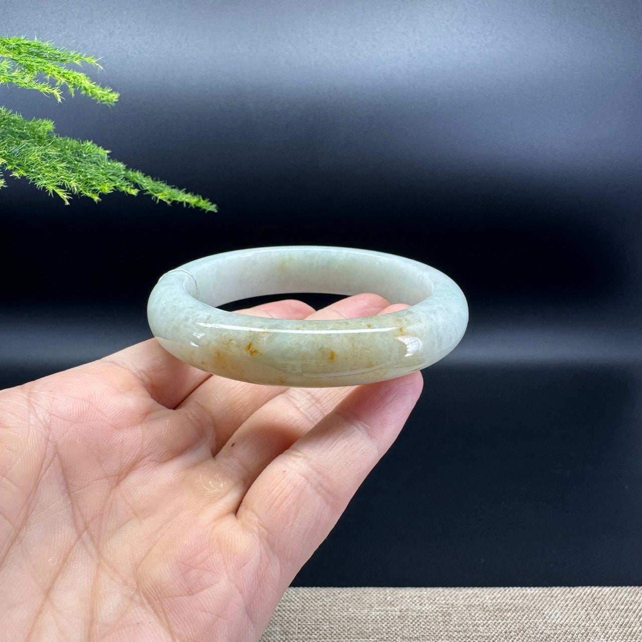 Genuine Burmese Yellow Green Jade Jadeite Bangle Bracelet ( 59.2mm )