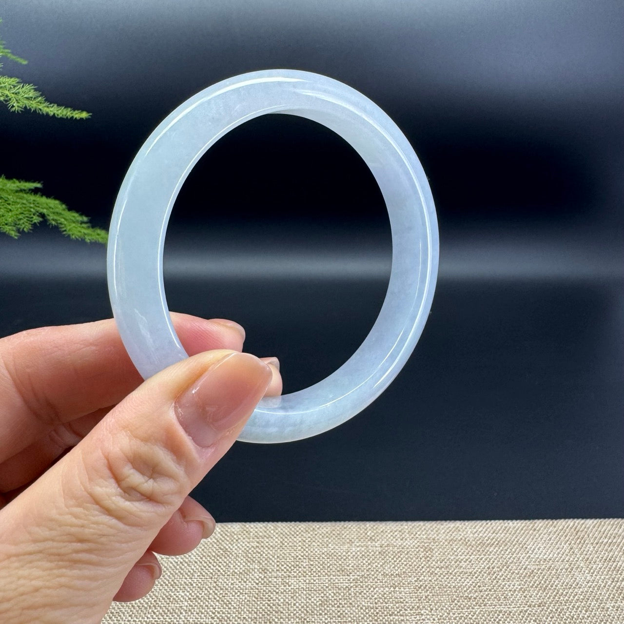 Genuine Burmese Lavender Green Jade Jadeite Bangle Bracelet ( 60.8mm )