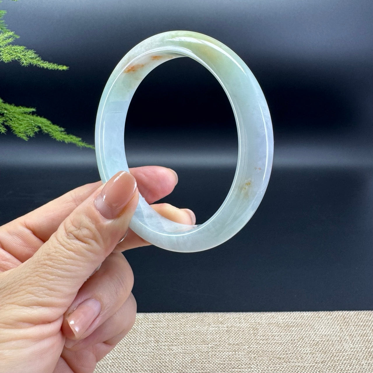 Genuine Burmese Lavender Green Jade Jadeite Bangle Bracelet ( 60.6mm )